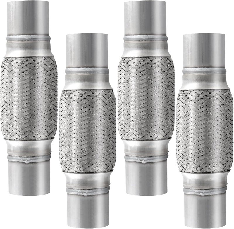 HOIGON 4PCS 2x6x10 Inch Exhaust Flex Pipe, Stainless Steel Double Braid Pipe, Heavy Duty Flex Pipe Exhaust for Commercial and Agricultural Vehicles - Image 1